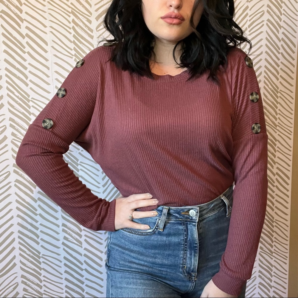 Button Detail Long Sleeve Top